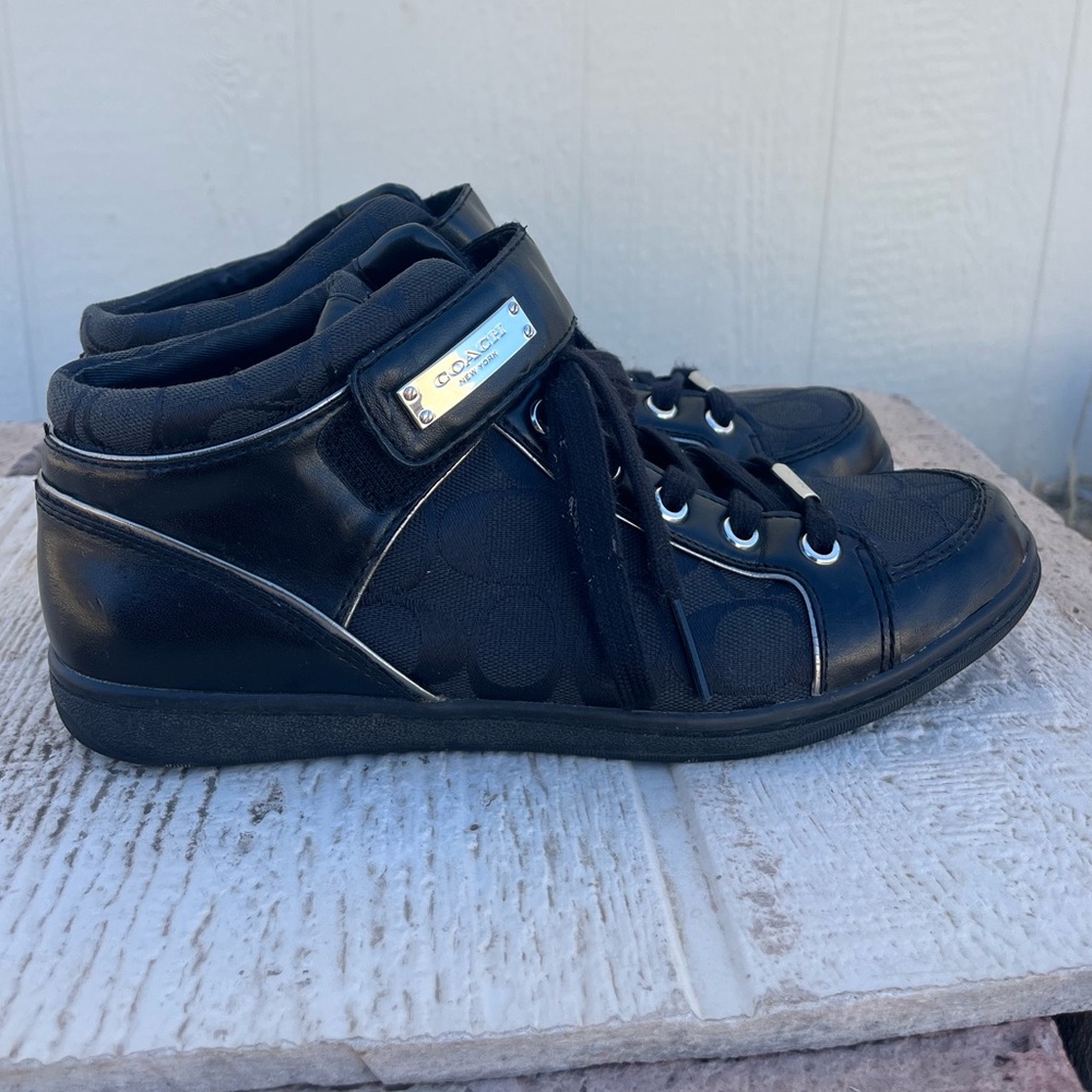 Coach Zany Black Signature High Top Sneakers Size 9